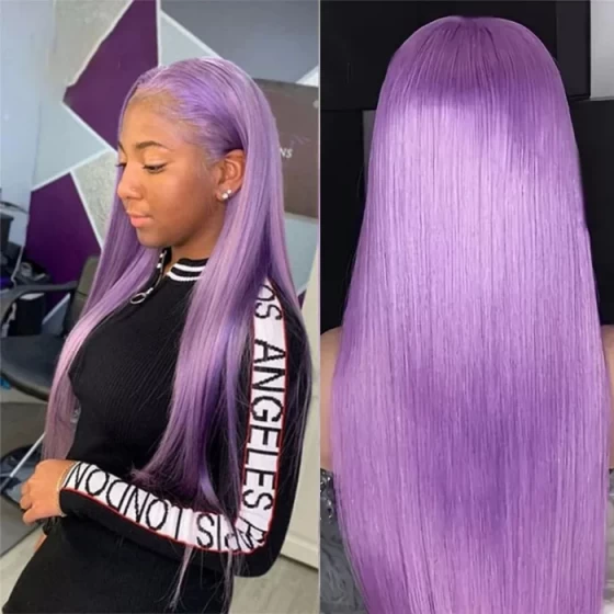 Light Lavender Purple Color 13x6 Lace Straight Front Wig Human Hair